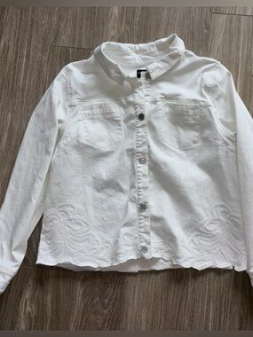 Susan Graver Jeans White Jacket EUC Embellished Embroidered Size Large Cowgirl